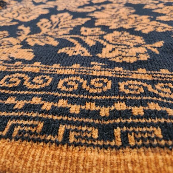 VTG Orvis Sweater Women Small Black Orange Turtleneck Wool Blend Floral Jacquard - Picture 4 of 11